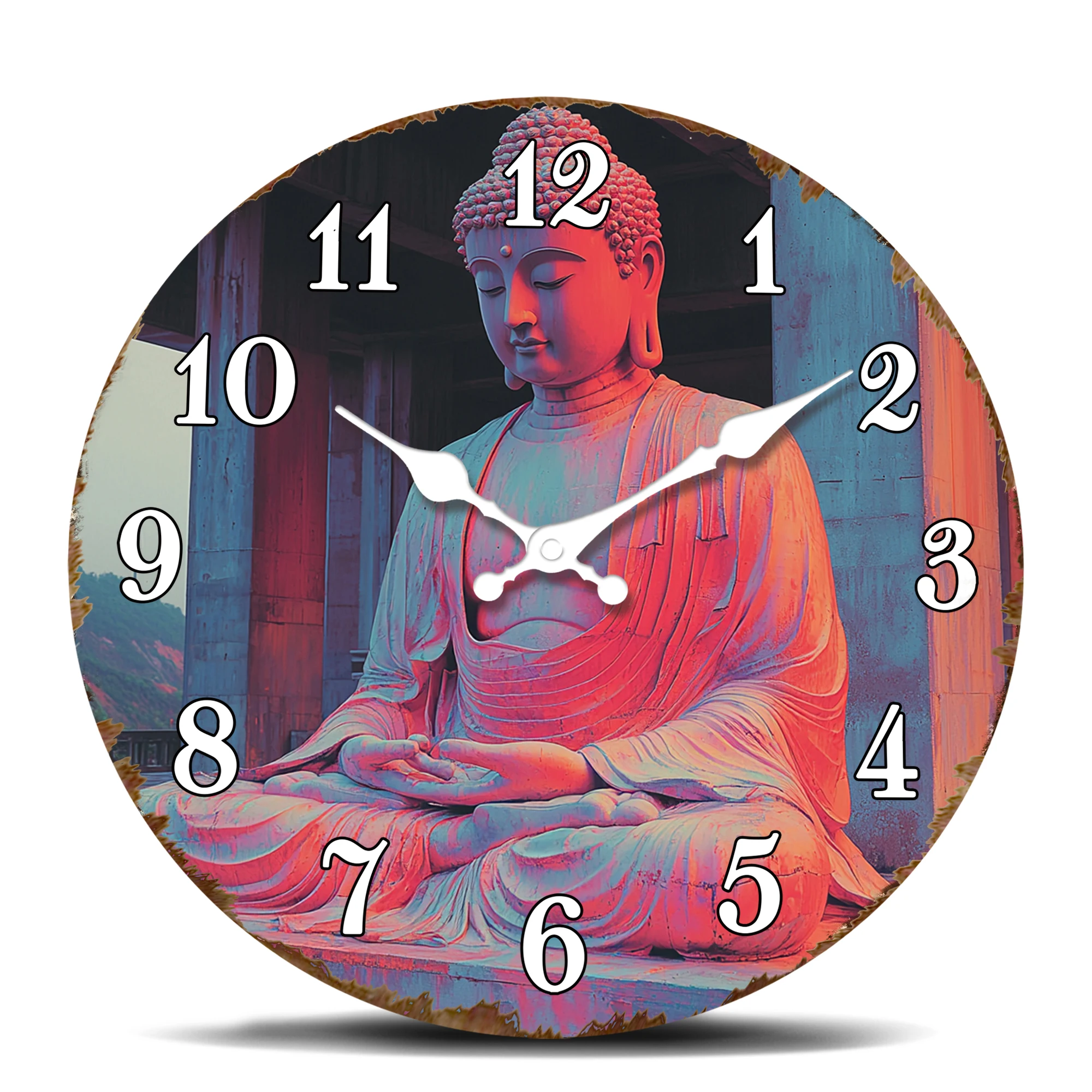 Serene Buddha Statue Wall Clock - Meditation Spiritual Decor, Tranquil Zen Home Office Wall Art Clock