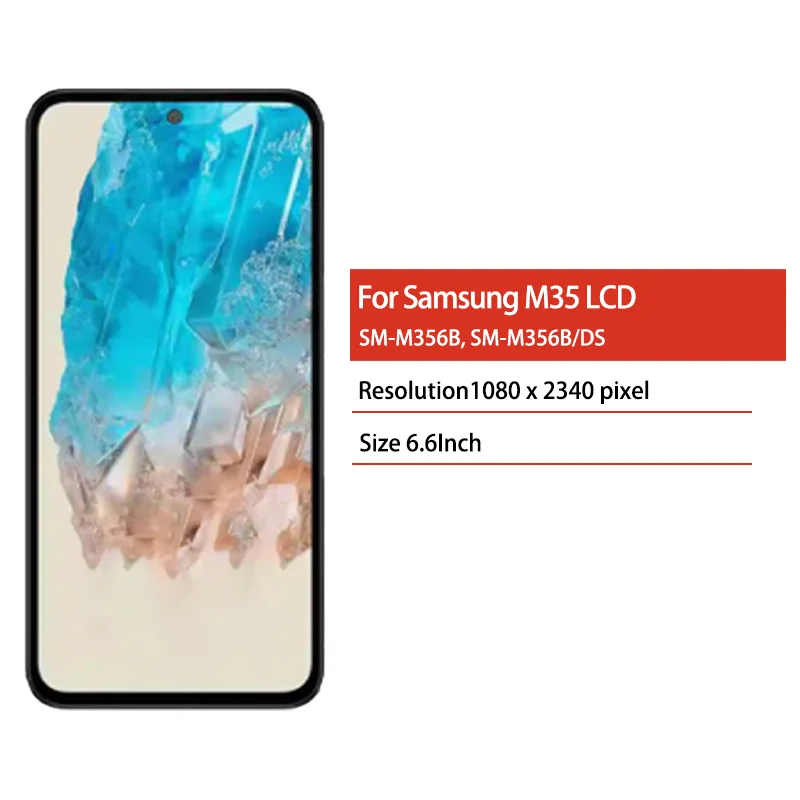 Wyświetlacz 6.6\\\\\\\" Super AMOLED do Samsung M35 M356B M356B/DS, ekran dotykowy LCD z digitizerem, kompletny moduł z ramką, zamiennik — zdjęcie produktu 2