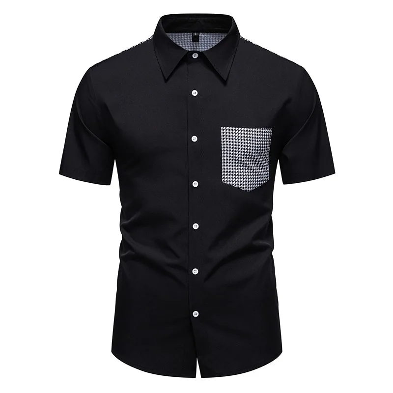 New Men's Summer Casual Two-Tone Short Sleeve Shirt Wrinkle-Resistant Comfortable and Versatile