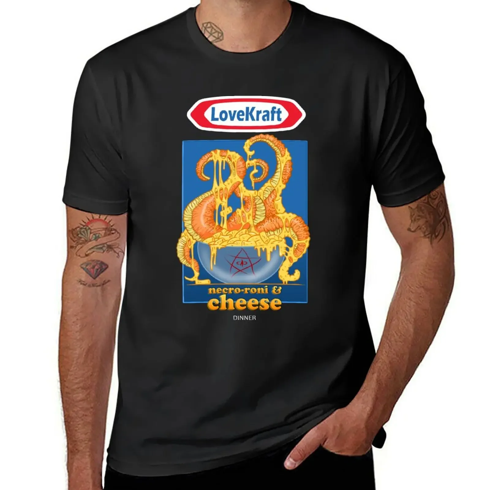 LoveKraft Necro-roni and Cheese T-Shirt Funny t-shirt cotton man t-shirts tshirts for men