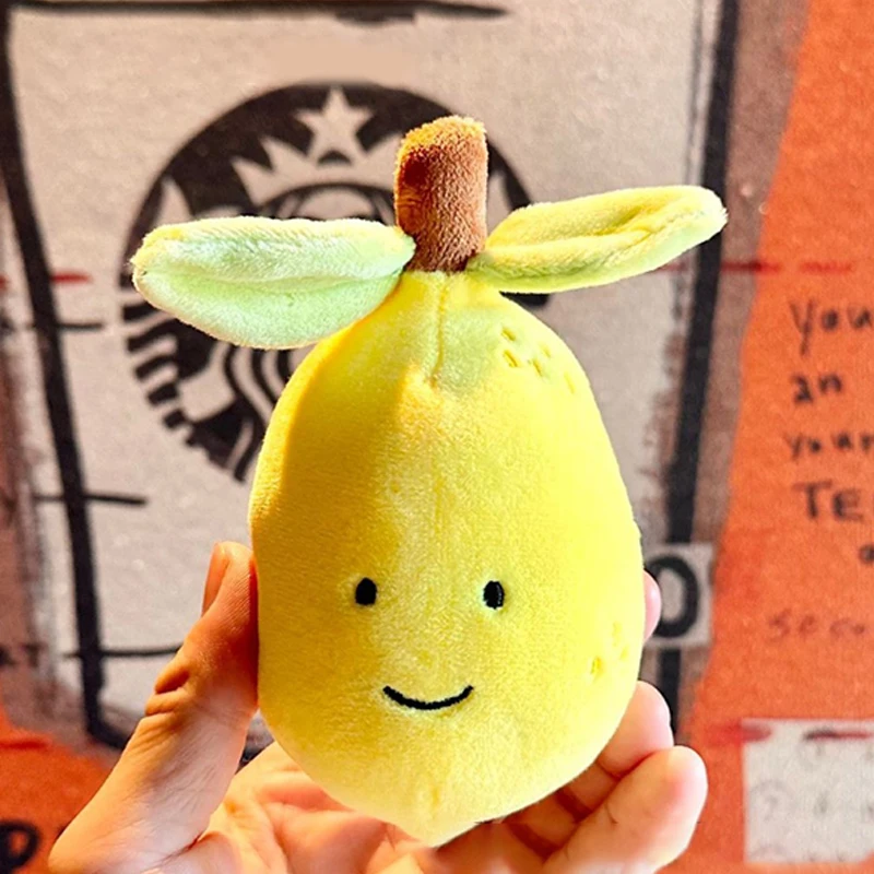 Lindo llavero de juguete de peluche de limón, colgante de muñeca de frutas y verduras de dibujos animados, llavero, dijes para mochila, decoración de bolsa de coche