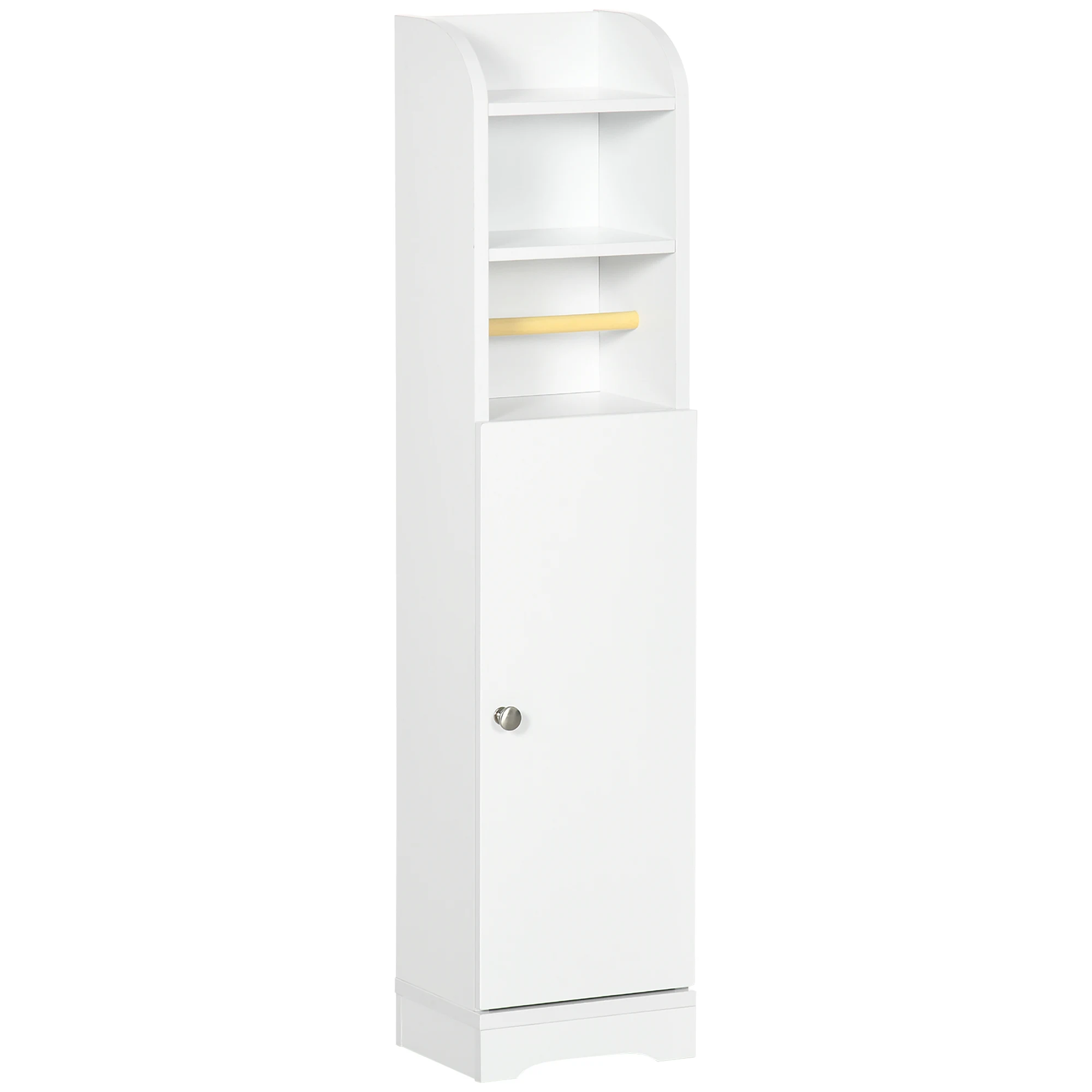 kleankin Armario de Baño con Estante Ajustable y Portarrollos 23x18x100 cm