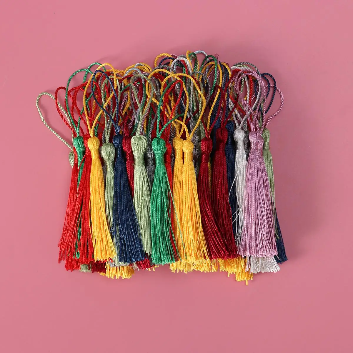 50 Pcs Chinese Knot Tassels Handmade Silk Colorful Decorative Key Rings Bookmarks Craft Jewelry Accessories