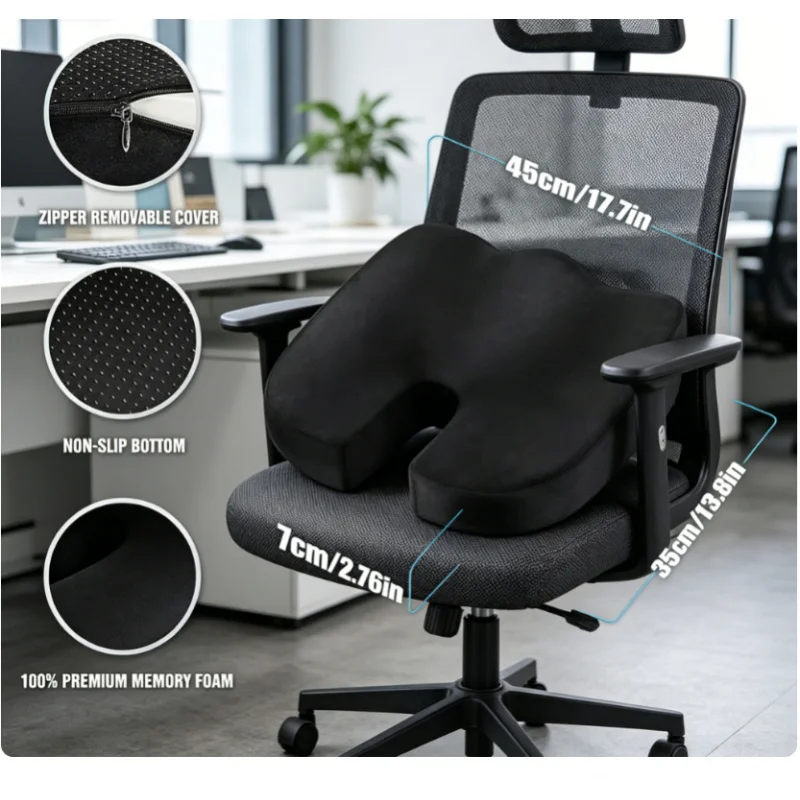 Gel Enhanced U Shaped Memory Foam Seat Cushion Orthopedic Relief Hemorrhoid Coccyx Tailbone Pain Office Car