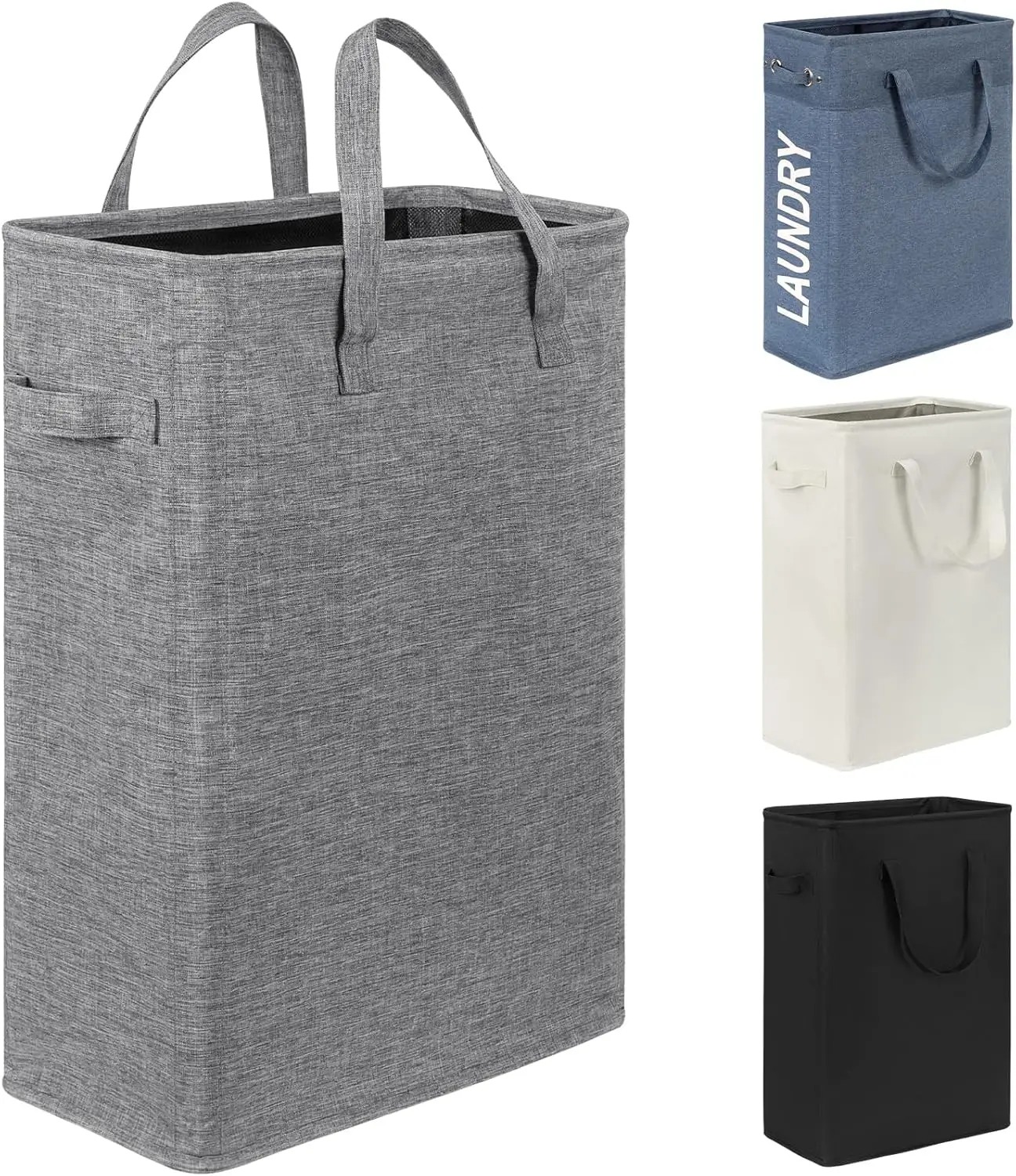 

Складная корзина для белья 45 л с ручкой, портативный узкий органайзер для грязной одежды (22 дюйма, серый)