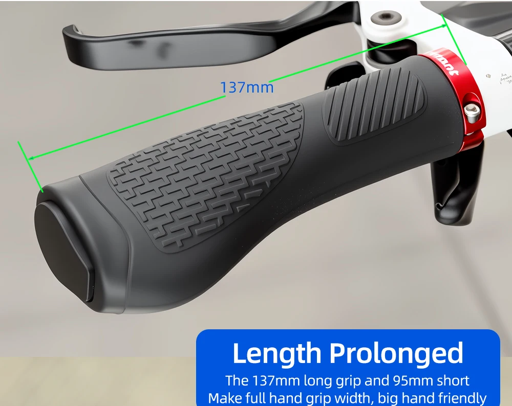 Große Handgriffe, MTB-Lenkerende, zusammenklappbares Fahrrad, lange, kurze, drehbare Stangengehäuse mit verdecktem Sicherungsring, TPE, stromlinienförmige Handballenauflage – Detail 6