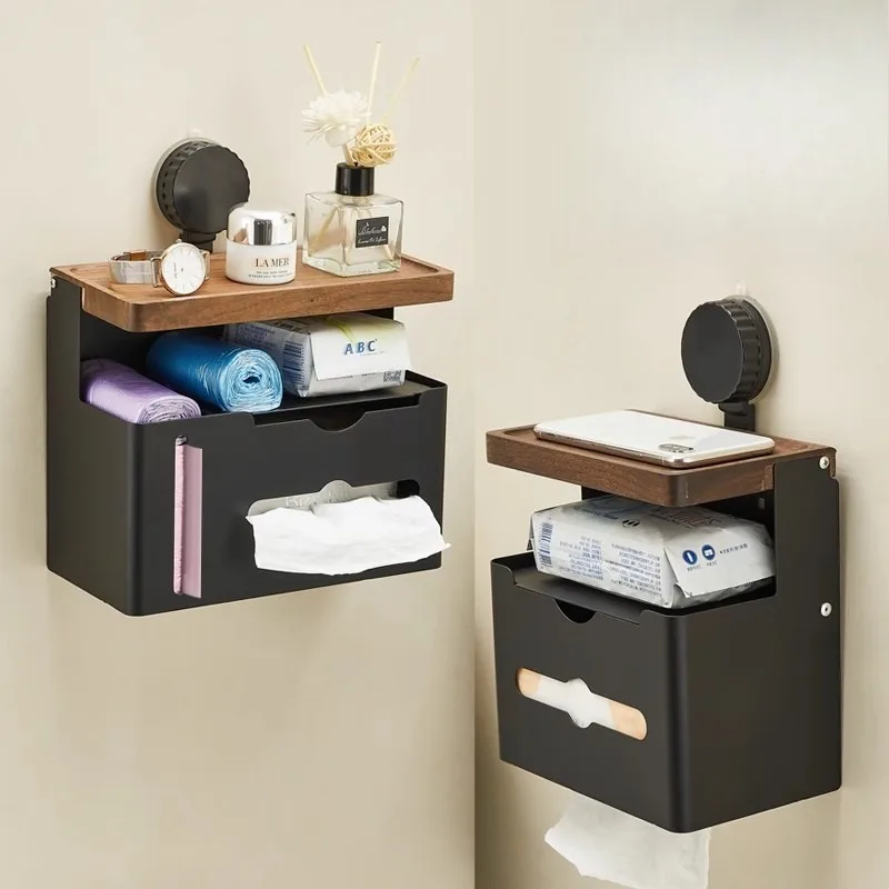 

Присоска из орехового дерева, коробка для туалетной бумаги, настенная коробка для ванной комнаты, гостиной, туалетной бумаги, коробка для хранения полотенец для лица