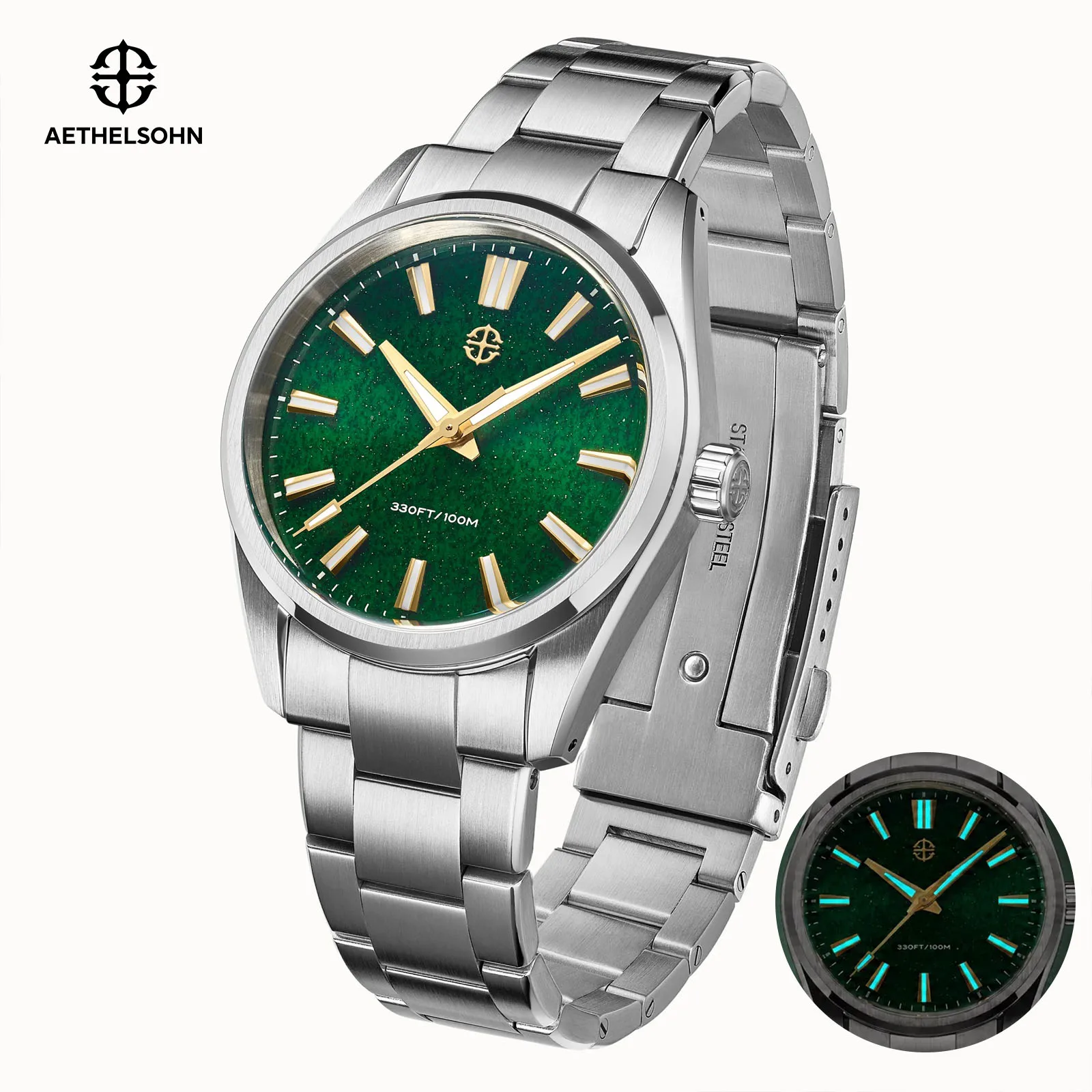 AETHELSOHN TERRA VERDANT STARDUST Watch Men Luxury Sapphire Crystal TMI VH31 Quartz Wristwatch 38.5 Waterproof Luminous Watches