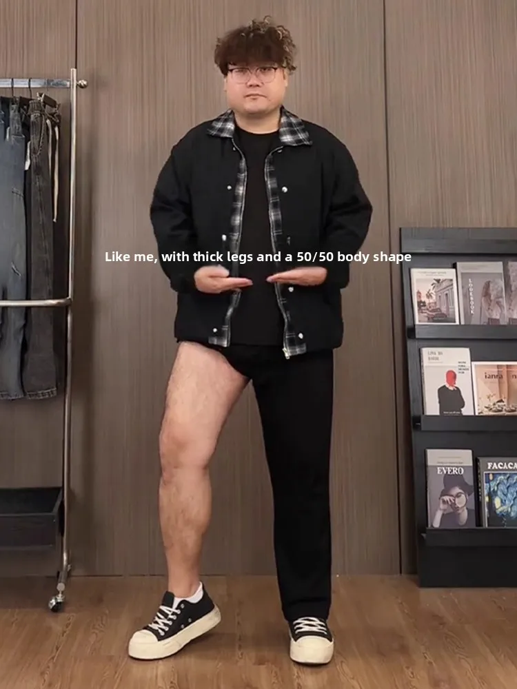 

Мужские прямые джинсы с подкладкой размера плюс, брюки с эффектом похудения, зимние удобные повседневные брюки с большими ягодицами, удобные повседневные брюки...