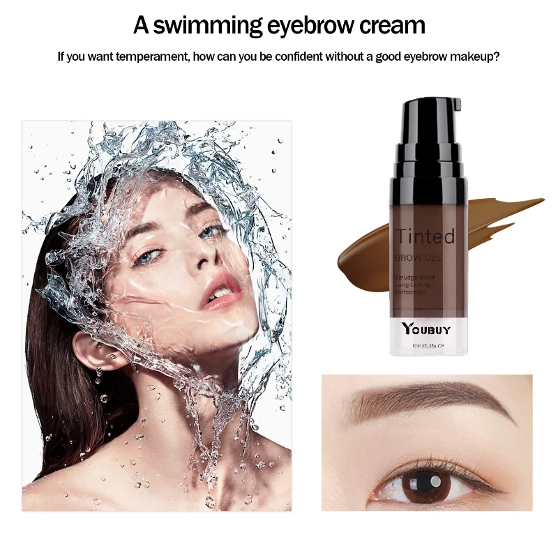 Pomada para sobrancelhas tingida, pomada para sobrancelhas, à prova d'água, secagem rápida, natural, longa duração, altamente tingida, líquida, maquiagem para os olhos