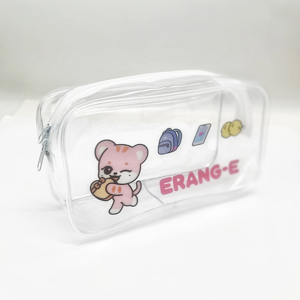 الحيوان الإبداعية مقلمة حقيبة أدوات مكتبية 19*10*6.5 سنتيمتر الكرتون بولي كلوريد الفينيل شفافة حقيبة التخزين حقيبة مستحضرات التجميل Wonyoung Yujin Rei Gaeul Leeseo Liz Kpop