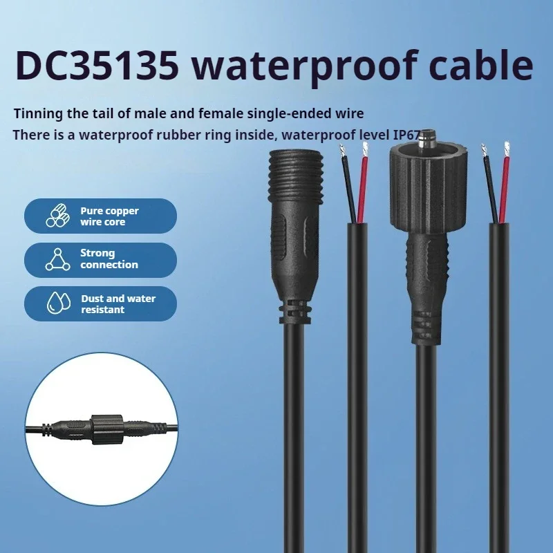 

DC35135 Waterproof Plug - Threaded Male/Female Power Cable with Tinned Ends