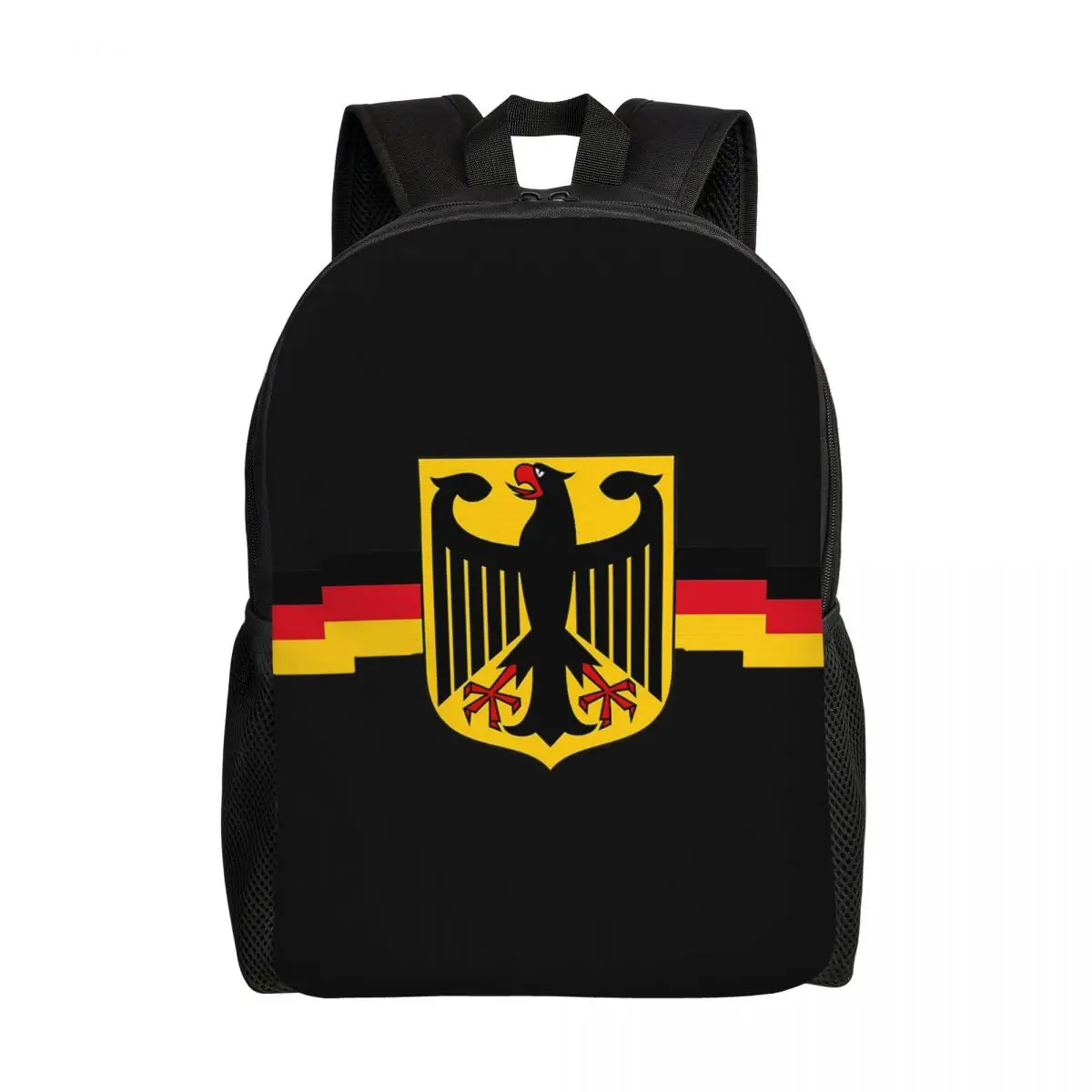 Custom German Eagle On Shield Backpack for Men Women Water Resistant School College Germany Flag Bag Print Bookbag