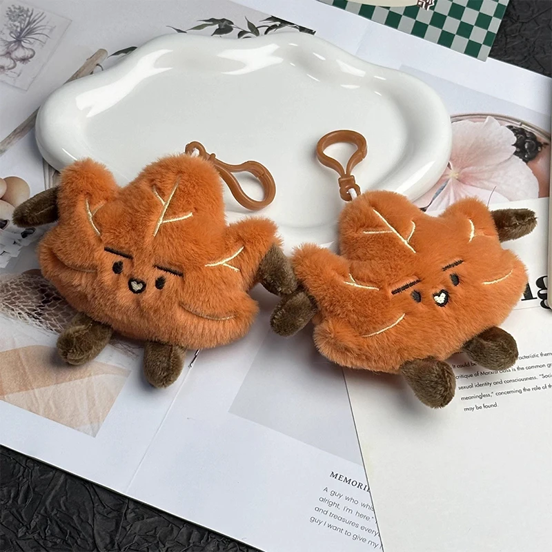 Cute Maple Leaf Plush Toy Keychain Cartoon Maple Leaf Soft Stuffed Doll Pendant Car Key Ring Backpack Bag Decor Kid Gift - Image 5