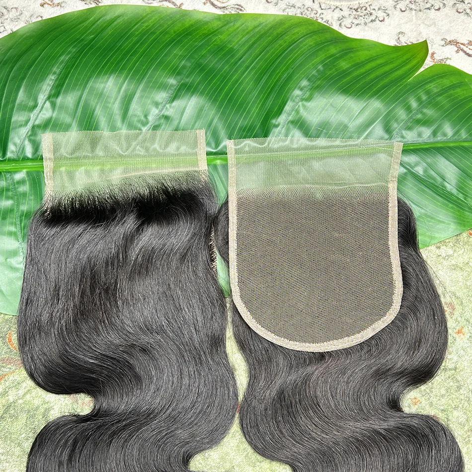 5x5 HD Transparent Lace Closure Body Wave Human Hair Preplucked Bleached Knots 1B Natural Black Color Invisible Lace Virgin Hair