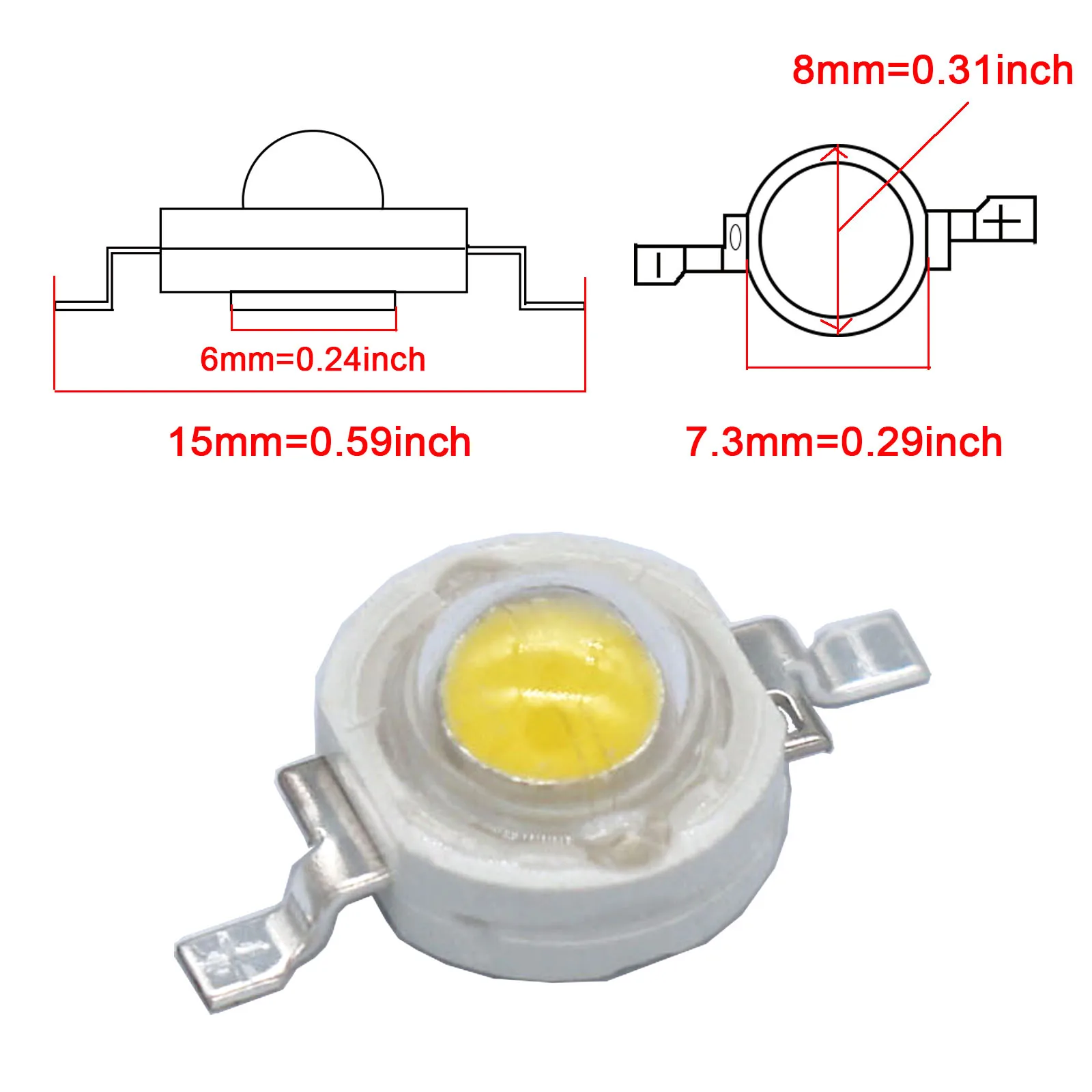 100 stücke 1w 3w Hochleistungs-LED-Leuchtdiode LED-Chip smd warmweiß rot grün blau gelb für Scheinwerfer Down light Lampe