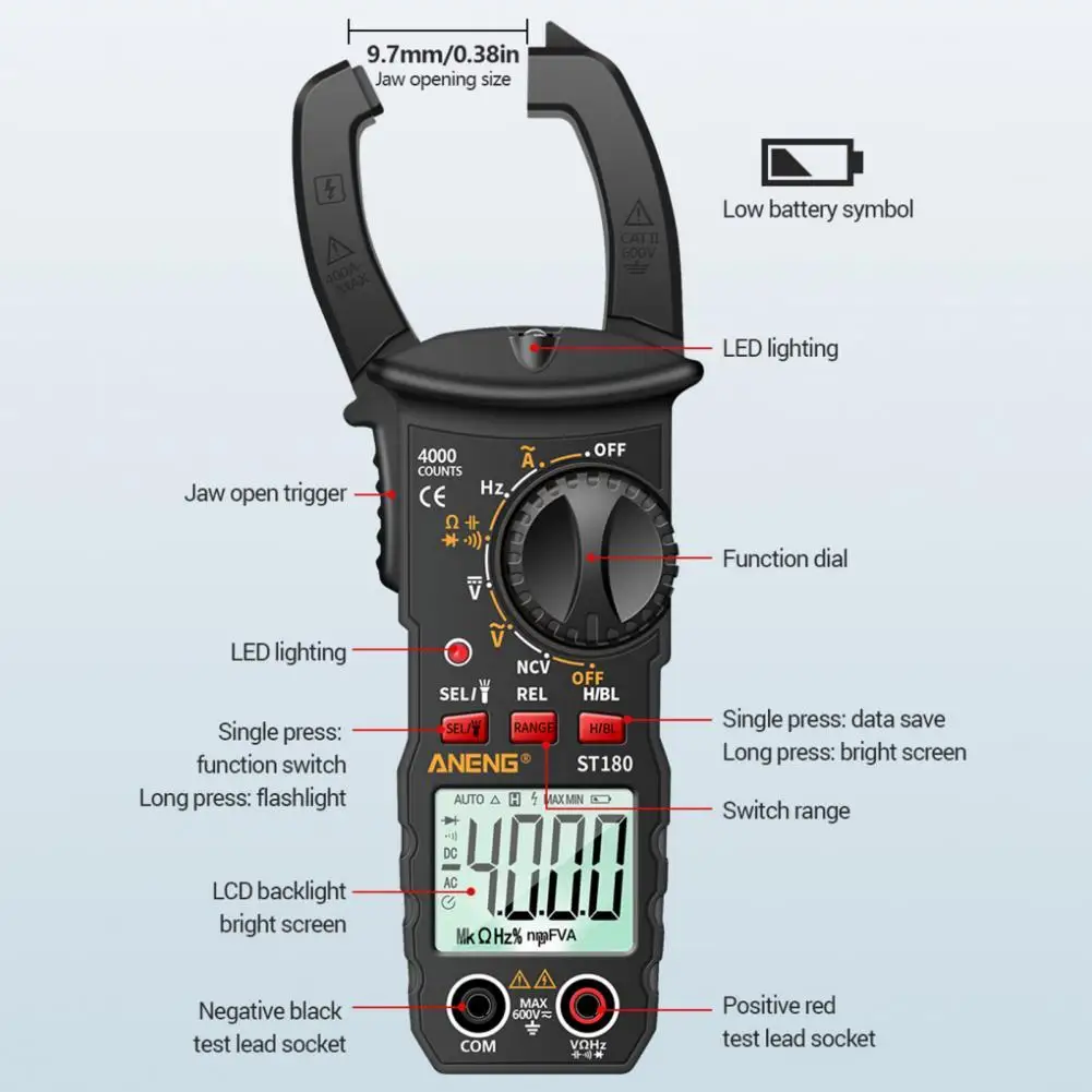 Helpful Digital Clamp Meter  On/Off 4000 Counts Automatic Clamp Multimeter  High Accuracy Electrical Tester Multimeter