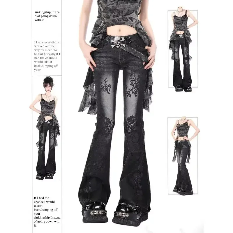 Ausgestellte Jeans für Damen, Jorts, Jeans, Hosen, Damen, Shoujo, Mädchen-Stil, Damen-Frühlingskleidung, Kokette-Jeans, Baggy, Y2k-Kleidung, Denim