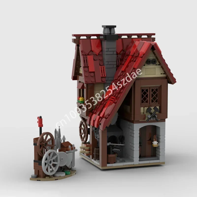 824 pièces Moc forgeron-value médiévale château modulaire modèle blocs de construction bricolage assemblage créatif briques éducatives jouets cadeau