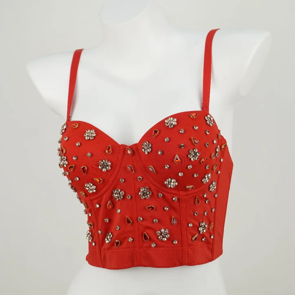 

Nightclub Sexy Product Shaping Bandeau Sling Outer Wear Vest Female Flower Dance Corset with Steel Ring Fishbone Wrapped Chest