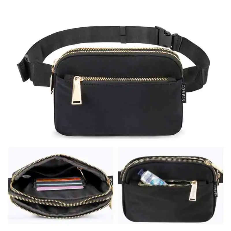 Fashion Waist Bags for Women Fanny Pack Hip Bum Bag Chest Shoulder Bag Dual Zipper Crossbody Bag With Adjustable Strap