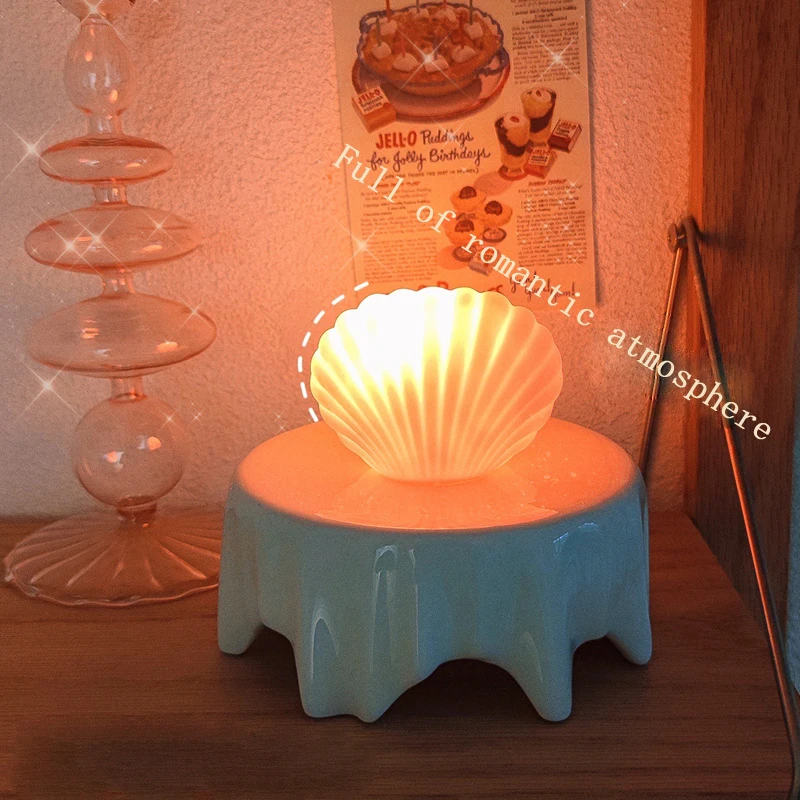 Seashell birthday nightlight Bedroom romantic atmosphere lamp Headbed mini nightlight tabletop decoration light-emitting toy