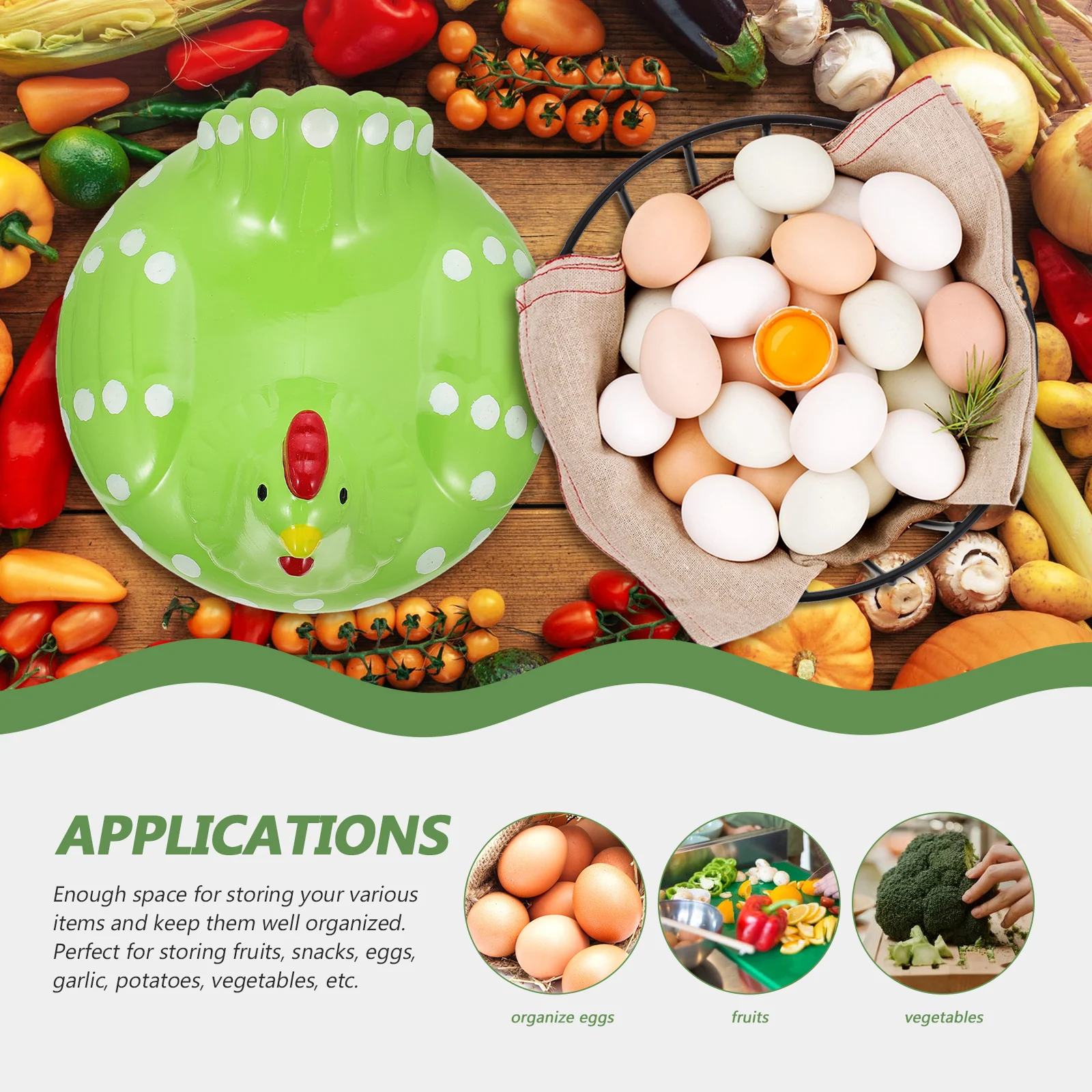 

Creative Hen Shape Storage Basket for Eggs Fruits Vegetables Multipurpose Decorative Basket Exquisite Workmanship Long-Lasting