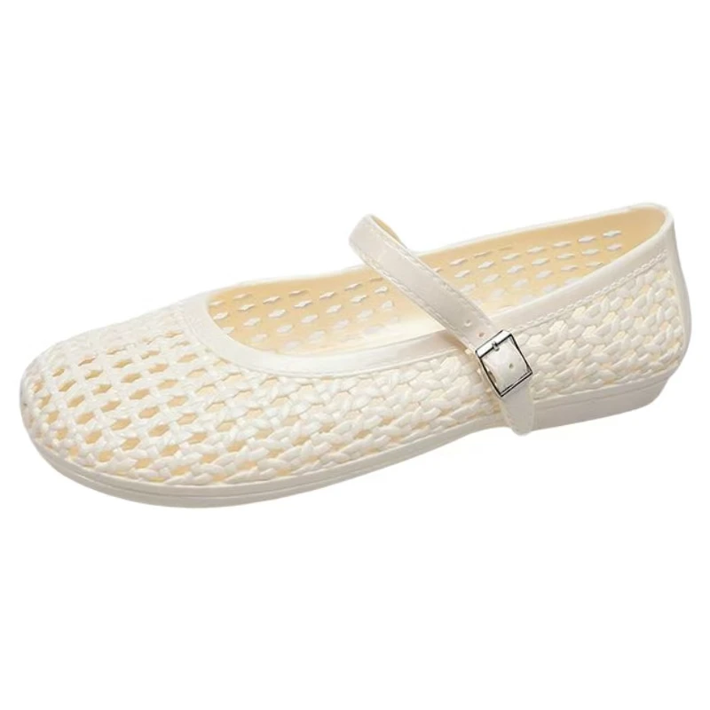 

Женские сандалии Baotou с открытой плоской подошвой и кристаллами, новые летние дышащие уличные пляжные сандалии на мягкой подошве с круглым носком