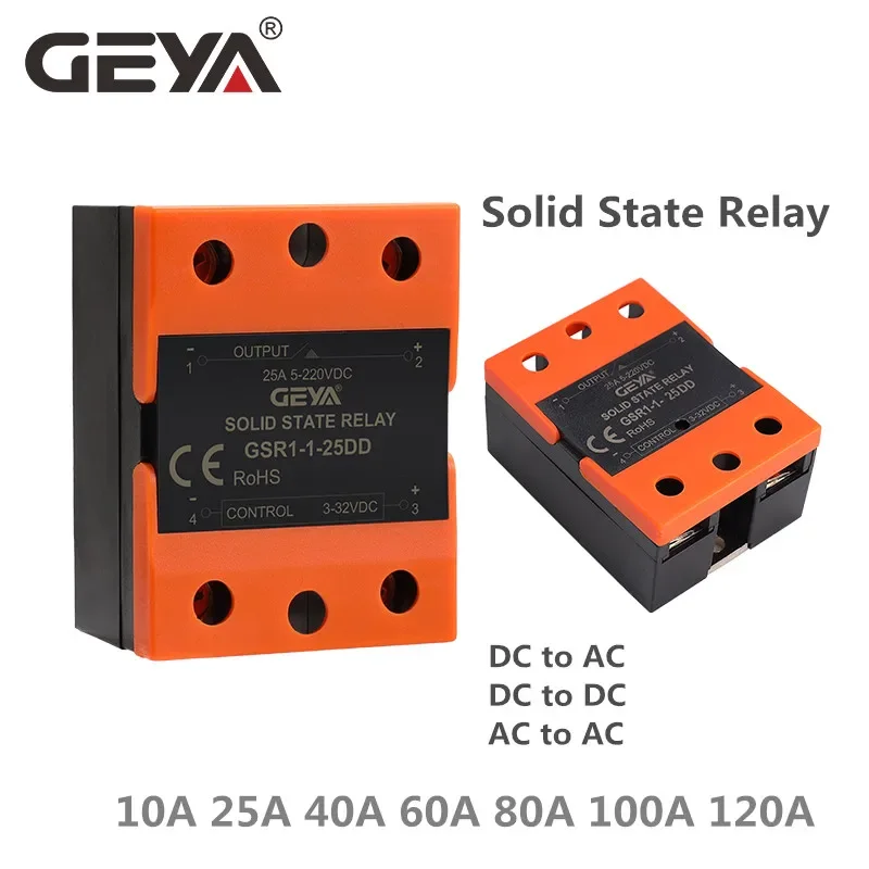 GEYA GSR1-1 Solid State Relay DC control AC SSR 10DA 25DA 40DA 10AA 25AA 40AA SSR without plastic cover SSR 40A DC control DC