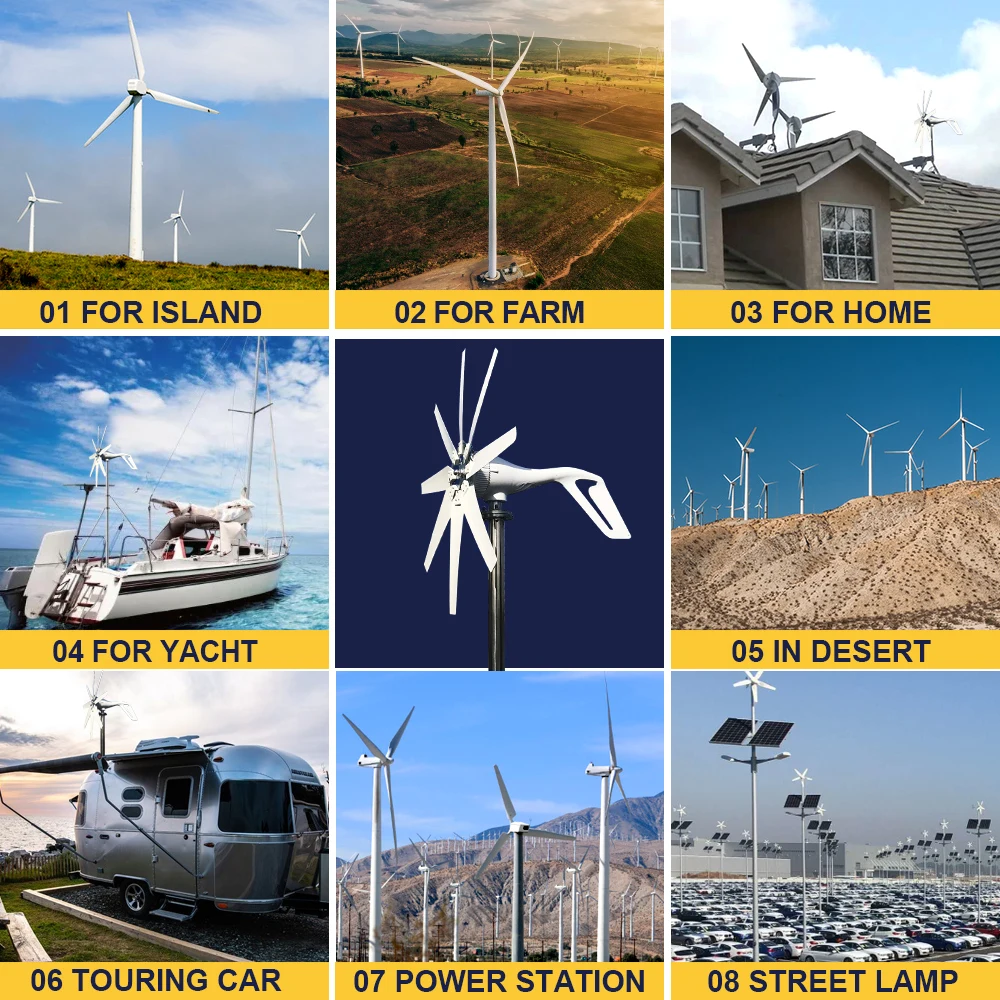 1000W 12V 24V 48V Free Energy Windmill Wind Power Wind Turbine Generator MPPT Controller 220V Inverter Solar Battery Home use