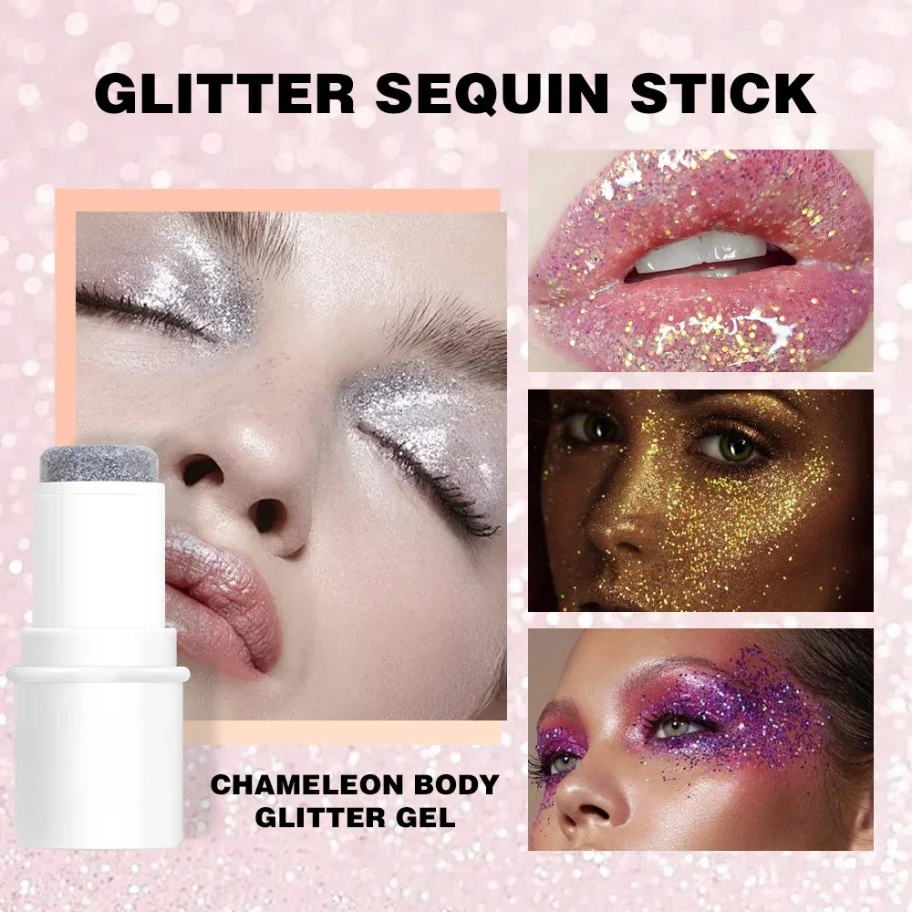 6 farben Glitter Pailletten Stick Multifunktionale Gesicht Lip Haar Körper Pailletten Flash Lidschatten Festival Bühne Make-Up Dekoration Kosmetik