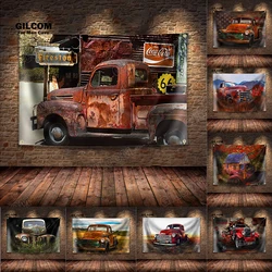 Classic Truck  Retro Banner Flag Route 66 Poster Wall Art  AD Vintage Sign Dark Gothic Motor Car Man Cave Garage Pub Club Bar