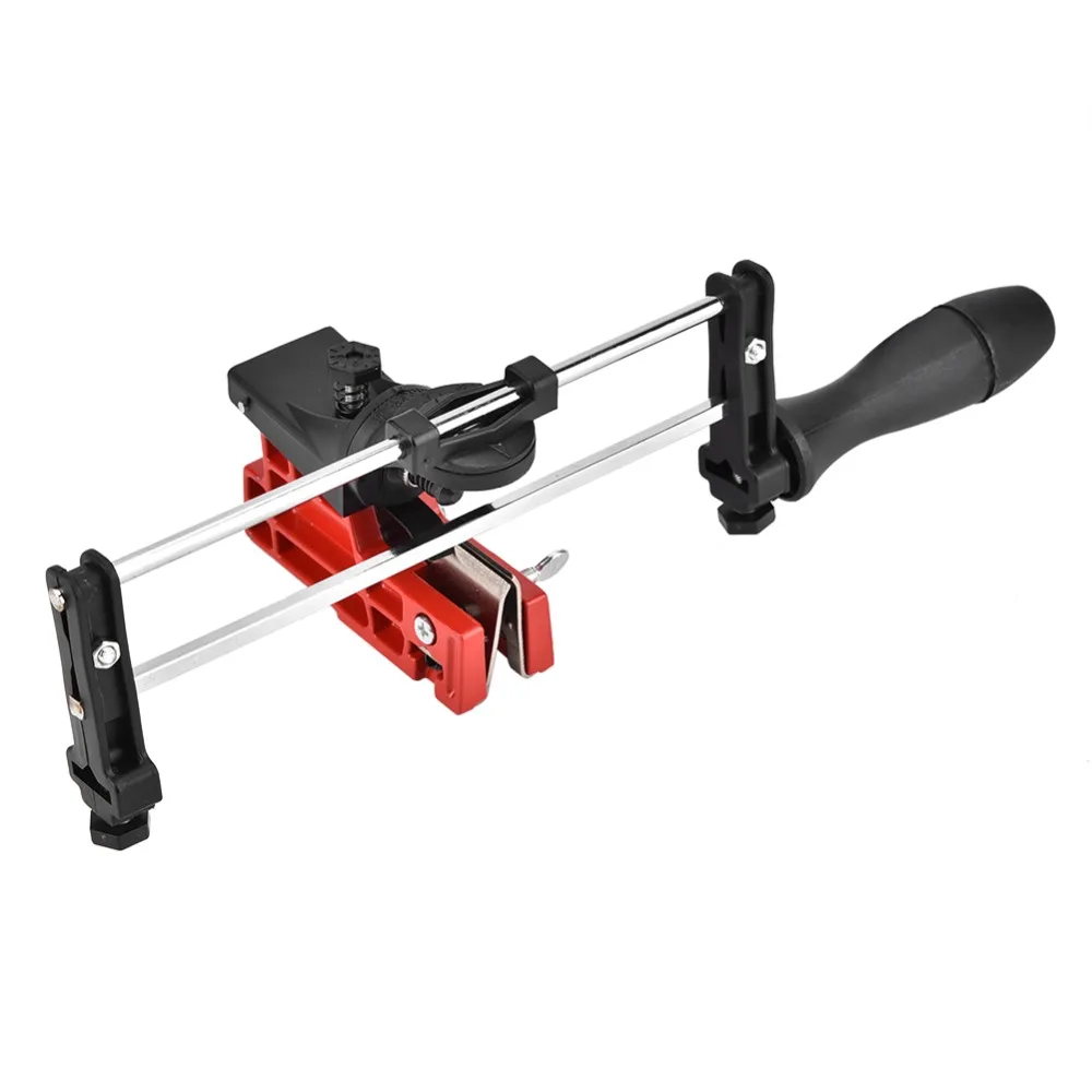 Durable Metal Chain Sharpener Red Manual Operation Chain Filing Guide Dial Adjustable Angles Universal Fit Bar Mounted Sharpener
