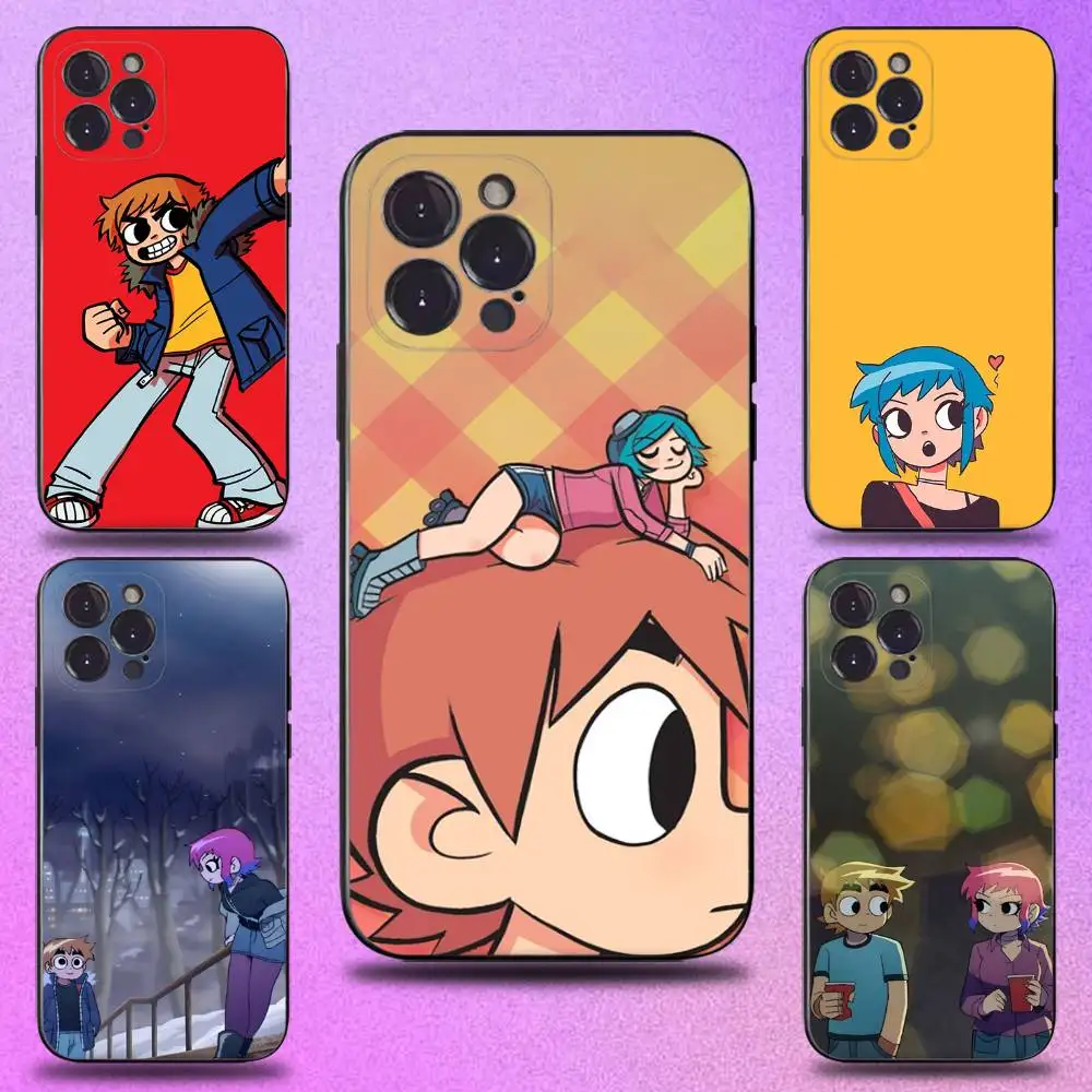 

Cartoon Scott Pilgrim Phone Case For iPhone 17,16,15,14,13,12,11 Plus,Pro Max,XS,X,XR,SE,Mini,8,7,Soft Silicone Black Cover