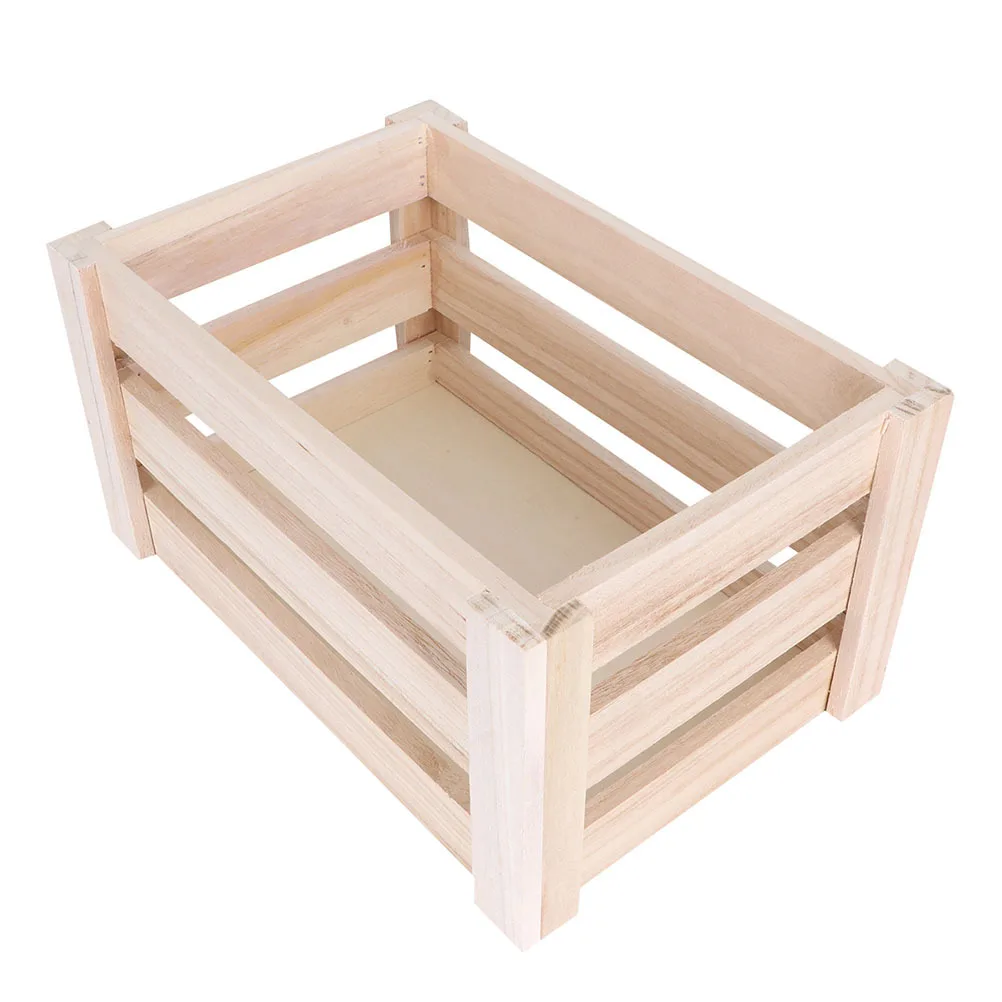 Wooden Storage Box Multifunction Hollow Design Desktop Organizer For Home Office Cafe Shop Solid Wood Container