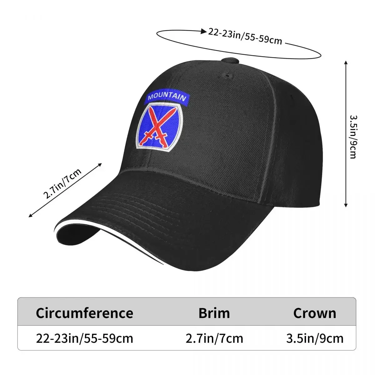 10th Mountain Division (United States) Baseball Cap Sun Hat For Children Rave |-F-| Beach Outing Male Women's