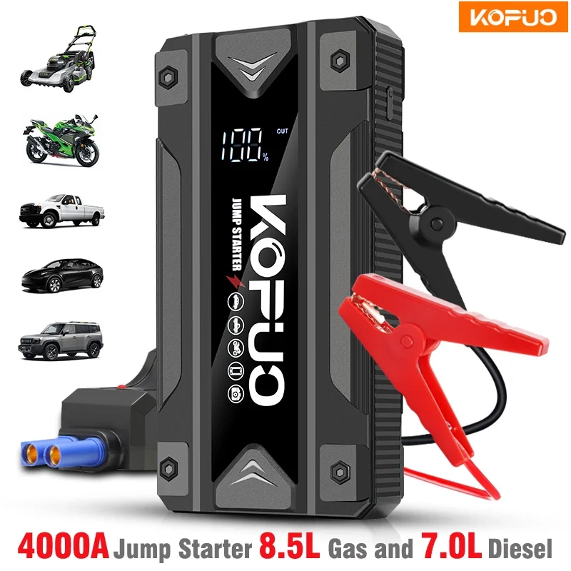 

Emergency Car Battery Jump Starter 4000A for Dead Batteries, 12V Booster Pack for Gas/Diesel Engines, Portable Power Bank