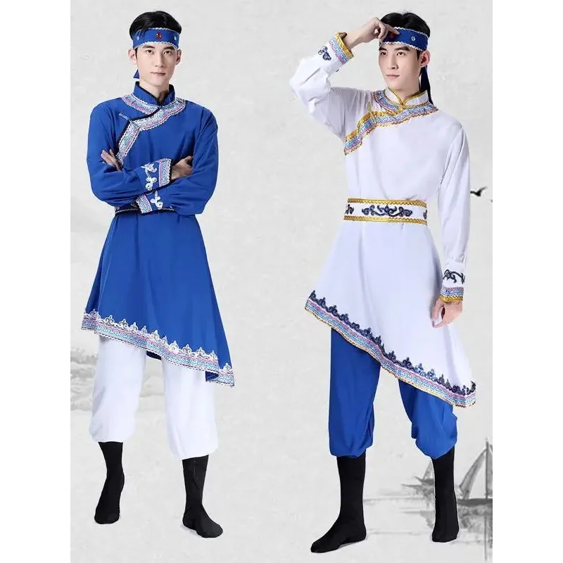 Chinese Style Mongols Costume Mens Mongolian Dance Performance Costume Wrestling Chopstick Dance Performance Clothing