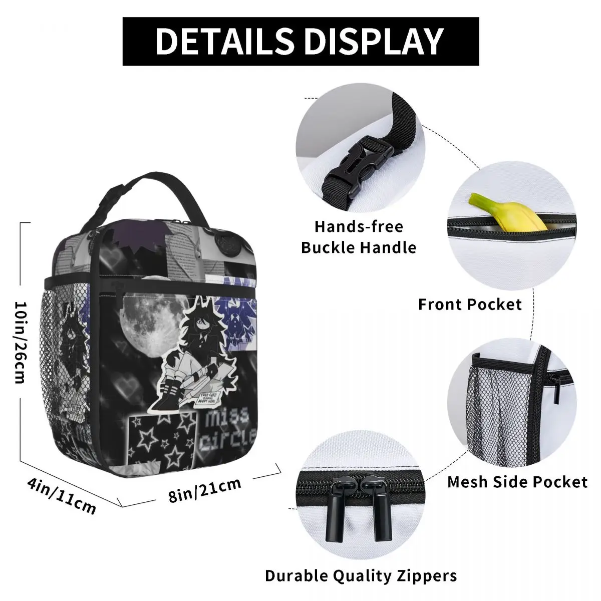 Miss Circle Game Insulated Lunch Bag for Women Office Cooler Thermal Food Box Tote Portable Lunch Boxes Container