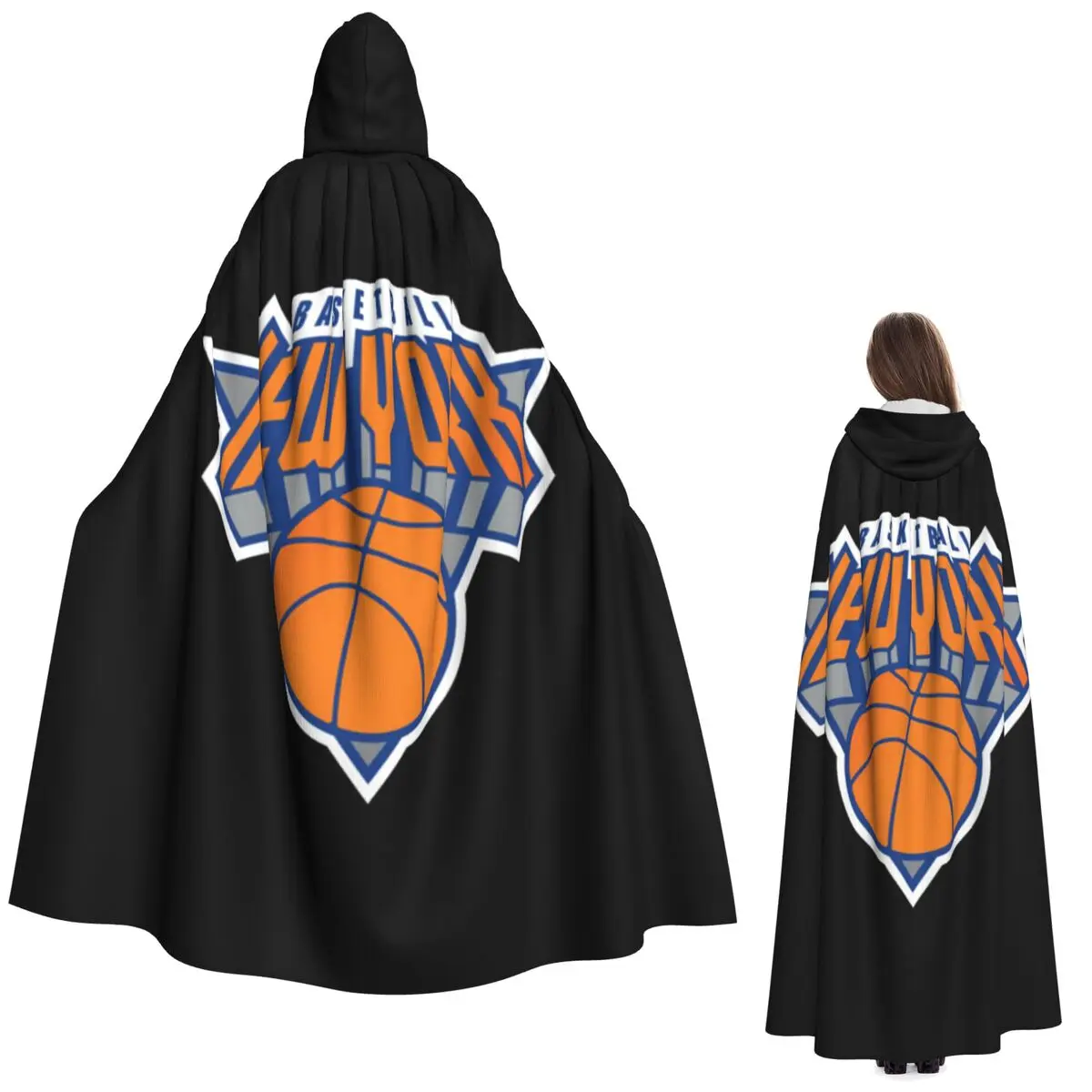 

New York Basketball Long Hooded Cloak Witch Medieval Costume Cosplay Cape HalloweenParty Adult Unisex