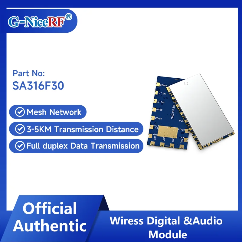 

NiceRF|2PCS SA316F30 1W High Fidelity Wireless Audio Module for Wireless Microphone And Speakers