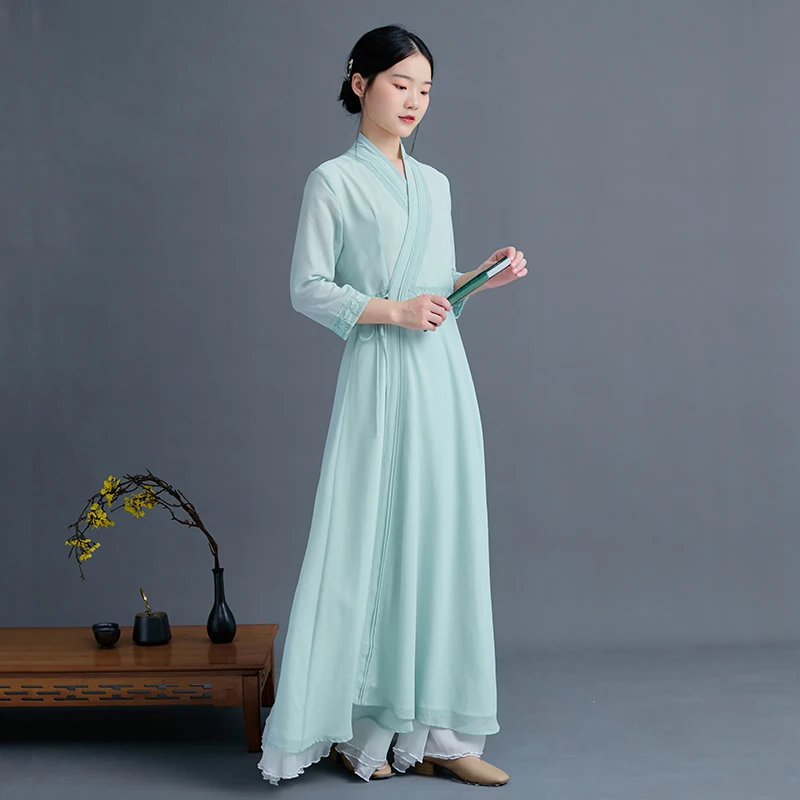 

Chiffon Chinese Zen Tea Costume Women's Summer 2026 New Sle Tang Suit Hanfu Women's Improved Traditional Ethnic Wear