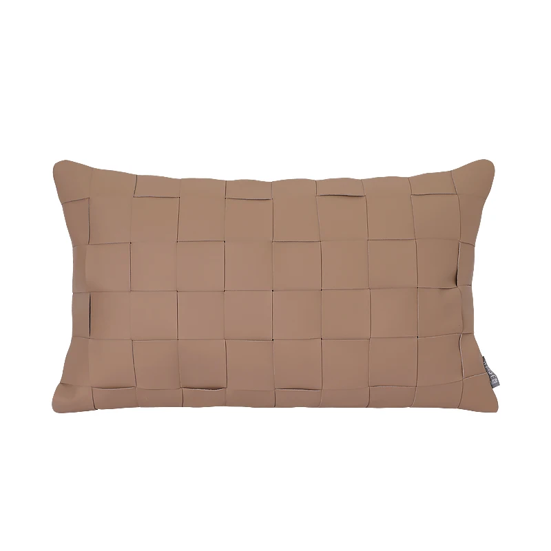 Nordic light luxury brown woven waist pillow hotel bedroom living room cushion winery restaurant cushion sofa cushion