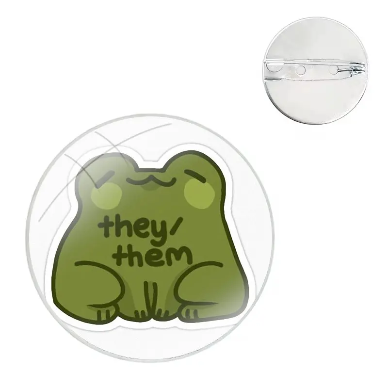 Frog Pronouns They Them She He Pins Badge Metal Brooches For Clothes Backpack Decoration gift