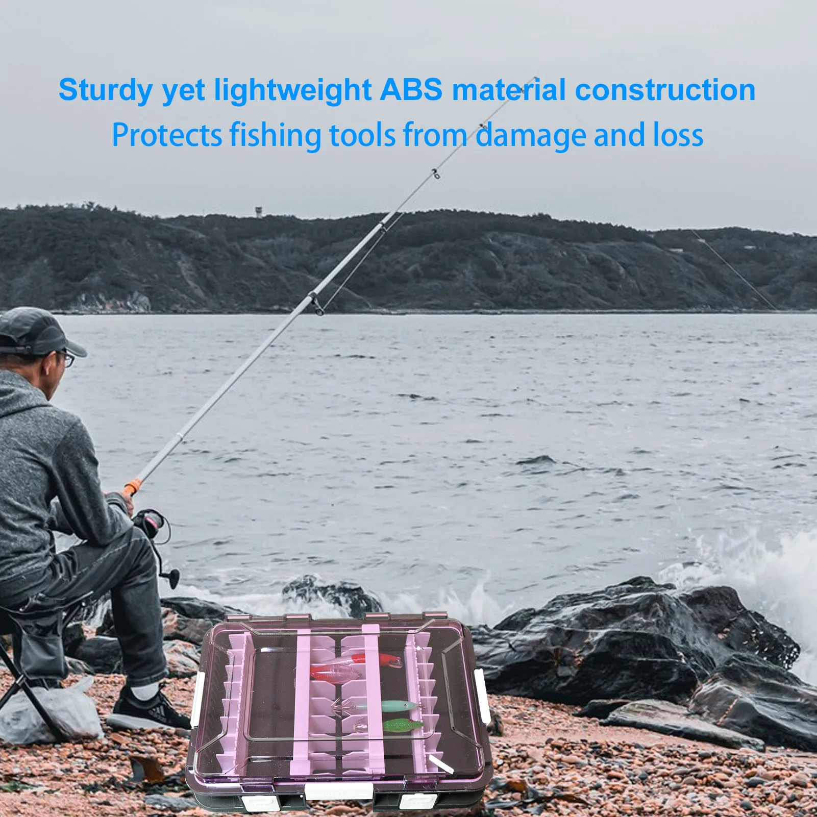 Caja de almacenamiento con anzuelo de calamar, contenedor de plástico ABS, tapa transparente, organizador de señuelos y cebo de calamar, caja de aparejos para pesca en el mar