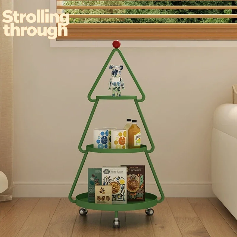 

Железный прикроватный столик в форме рождественской елки, передвижной, креативный, угловой, для хранения, прочный, приподнятый, 3-ярусная тележка-органайзер для закусок