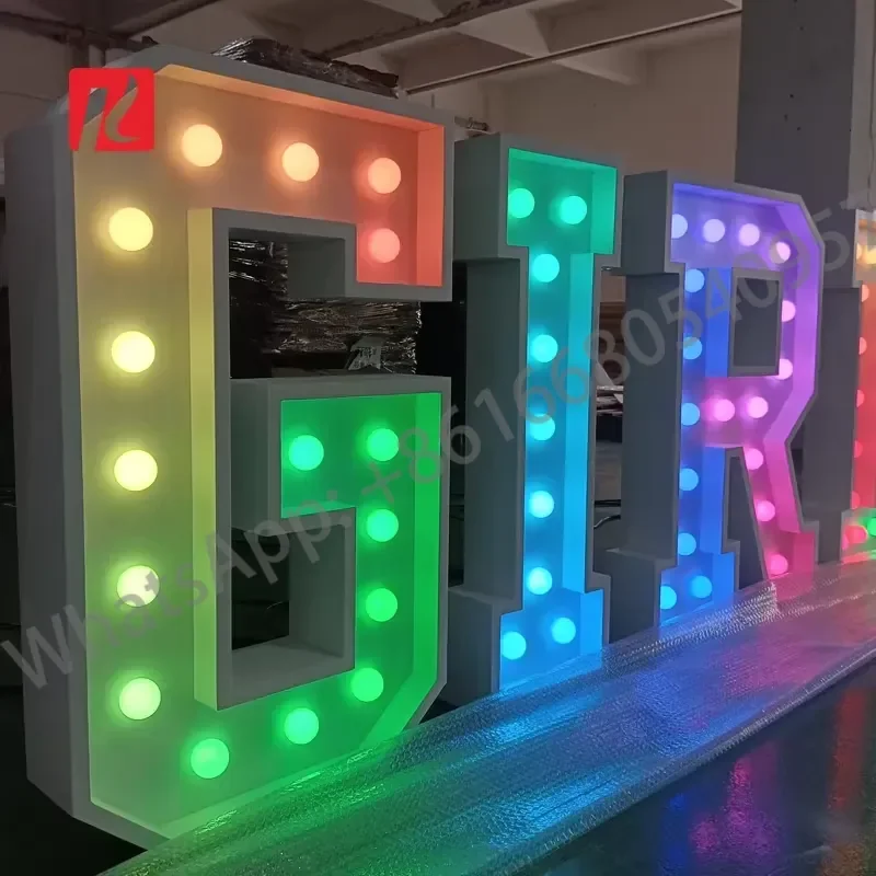 Kexian Custom Metal Large Gender Reveal Party Supplies Oh Baby 5ft 4ft Marquee Letters LED Light up Giant Letter