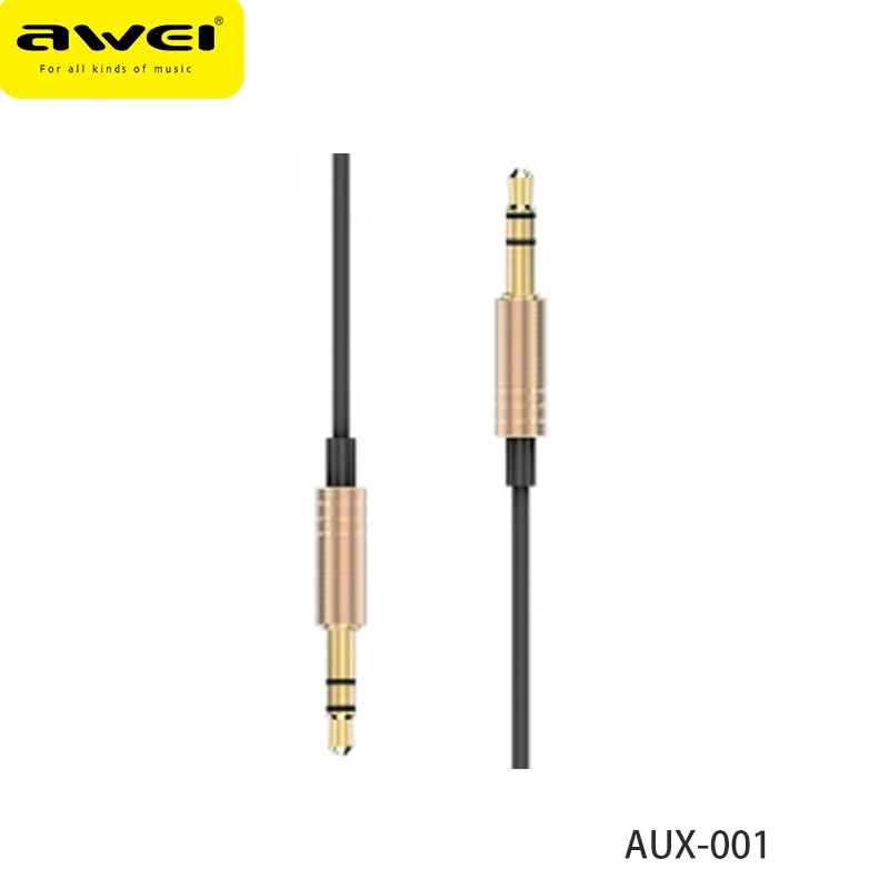 Awei AUX-002 AUX-001 3.5mm kobieta do 2 mężczyzna Y kabel splittera Aux Audio kabel Pc słuchawki słuchawki Mic Jack Dropshipping