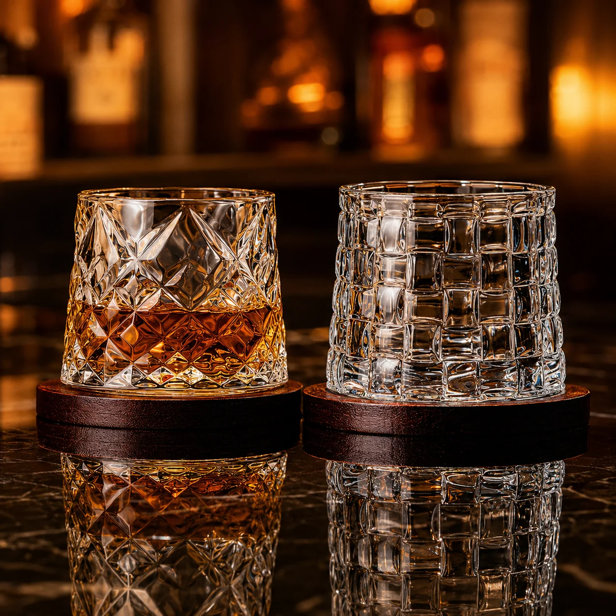 Premium Crystal Spinning Whiskey Glass Tumbler for Wine Beer Drinks - Stress Relieving Rotating Design High End Home Bar Gift