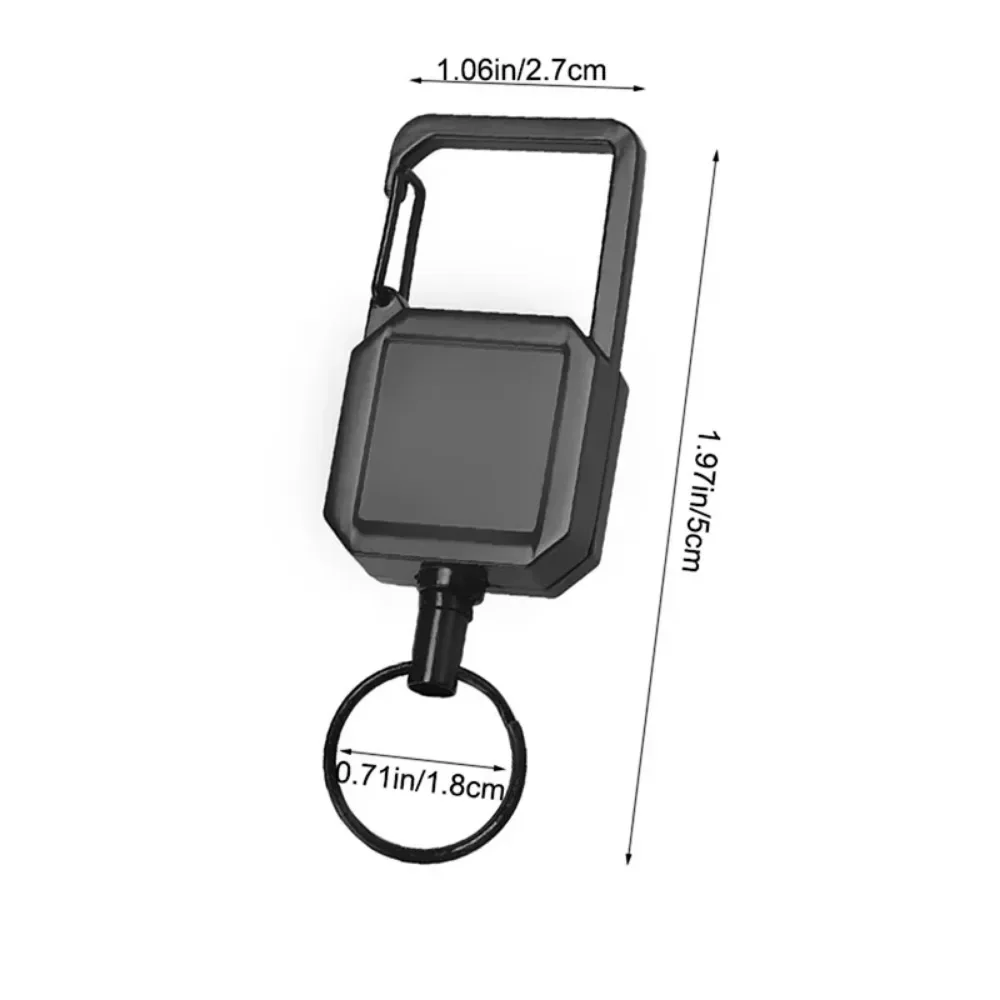 1 Stück Stahlseil-Schlüsselanhänger mit hoher Elastizität, einziehbar, Outdoor-Karabiner, D-förmig, verlustsicher, leicht zu ziehende Schnalle, Schlüsselring – Detail 2